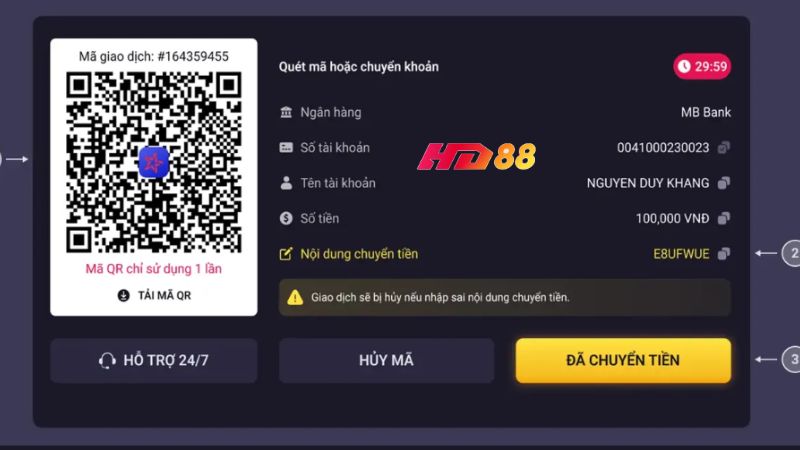 Có rất nhiều các phương thức nạp tiền HD88 khác nhau